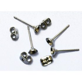 Fülbevaló stift, tárcsás, ródium