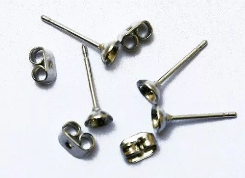 Fülbevaló stift, tárcsás, ródium