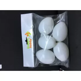 Műanyag tojás 8cm fehér 5db/cs