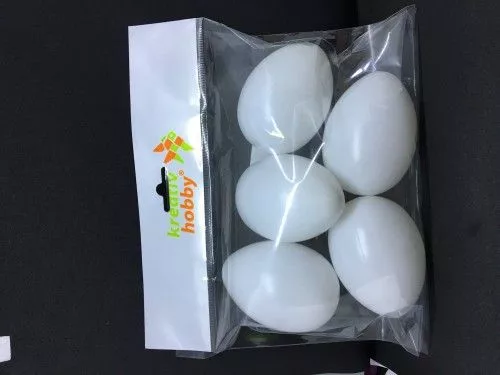 Műanyag tojás 8cm fehér 5db/cs