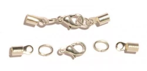 Bőrvég szerelék, kerek, ezüstözött 3mm