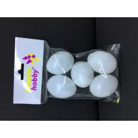 Műanyag tojás 6cm fehér 5db/cs