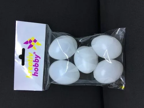 Műanyag tojás 6cm fehér 5db/cs