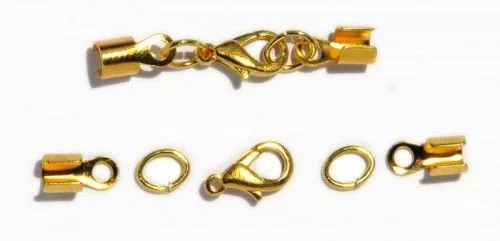 Bőrvég szerelék, kerek, aranyozott 3mm