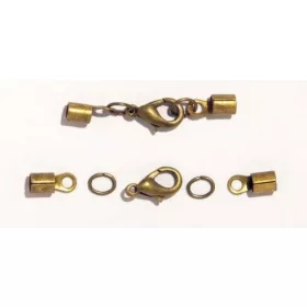 Bőrvég szerelék, kerek, antik sárgaréz 3mm