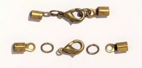 Bőrvég szerelék, kerek, antik sárgaréz 3mm