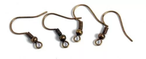 Fülbevaló alap, golyós, antik sárgaréz