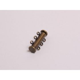 Mágneskapocs, henger, 3 soros, antik sárgaréz