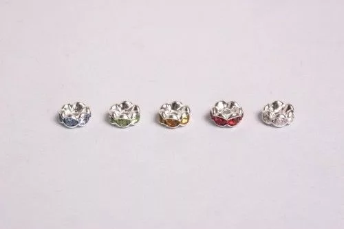 Strasszgyűrű 7mm zöld, 4db/cs