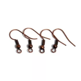 Fülbevaló alap, golyós, antik vörösréz