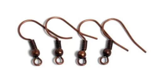 Fülbevaló alap, golyós, antik vörösréz