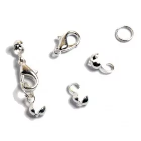 Lánckapocs csomófogóval, ezüstözött, 10mm