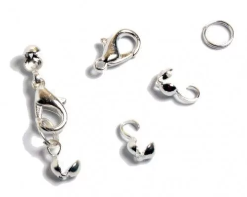 Lánckapocs csomófogóval, ezüstözött, 10mm