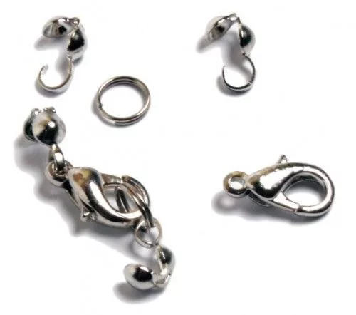 Lánckapocs csomófogóval, ródiumos, 10mm