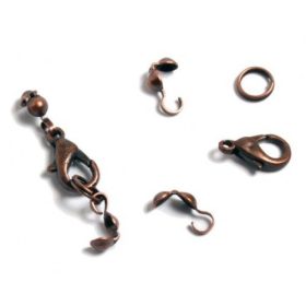 Lánckapocs csomófogóval, antik vörösréz, 10mm