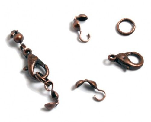 Lánckapocs csomófogóval, antik vörösréz, 10mm