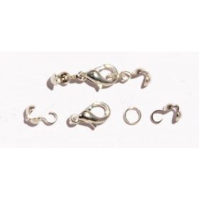 Lánckapocs csomófogóval, ezüstözött, 13mm