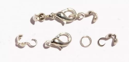 Lánckapocs csomófogóval, ezüstözött, 13mm