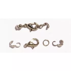 Lánckapocs csomófogóval, ródiumos, 13mm