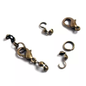 Lánckapocs csomófogóval, antik sárgaréz, 13mm