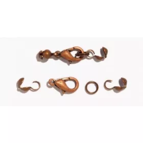 Lánckapocs csomófogóval, antik vörösréz, 13mm