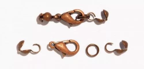Lánckapocs csomófogóval, antik vörösréz, 13mm