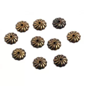 Tárcsa recés, antik sárgaréz, 8 mm