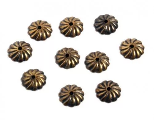 Tárcsa recés, antik sárgaréz, 8 mm