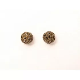 Golyó áttört mintás, antik sárgaréz, 6 mm