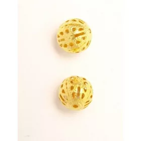 Golyó áttört mintás, aranyozott, 10 mm