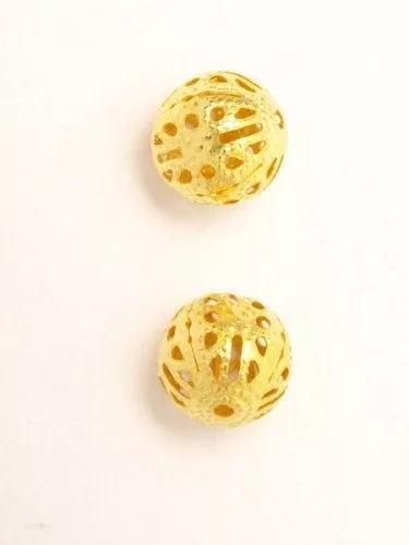 Golyó áttört mintás, aranyozott, 10 mm