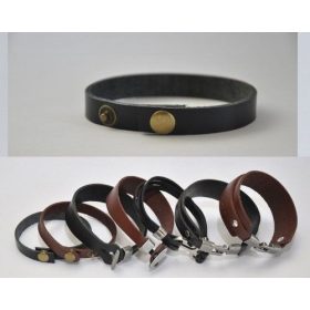 Bőr karkötők, keskeny, fekete, 10mm