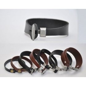 Bőr karkötők, széles, fekete, 20mm
