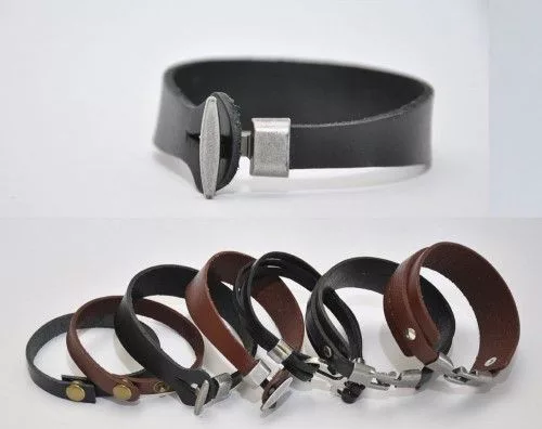Bőr karkötők, széles, fekete, 20mm