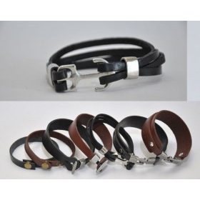 Bőr karkötők, horgony kapcsos, 4 szálas fekete, 4*5mm