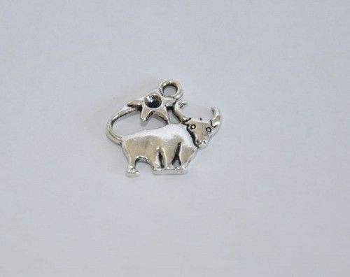 Fémmedál karabínerrel, csillagjegyek, bika