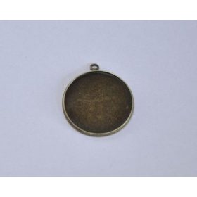 Medál alap, peremes, egy karikás, 25mm, antik réz