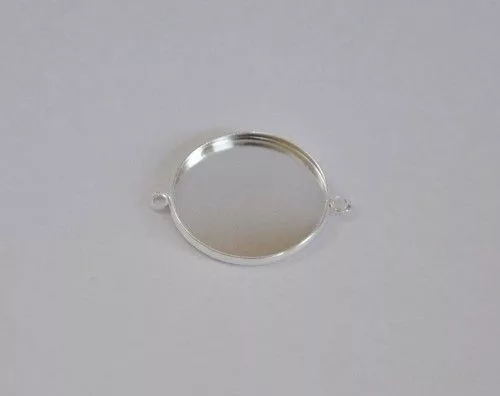 Medál alap, peremes, két karikás, 20mm, ezüst