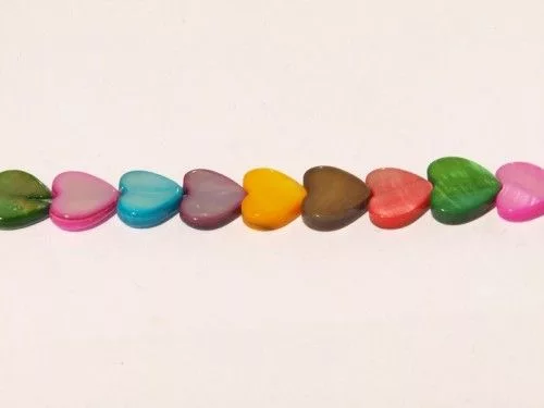 Kagylógyöngyök vegyes színben, szív 10mm