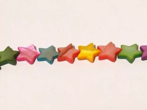 Kagylógyöngyök vegyes színben, csillag 10 mm