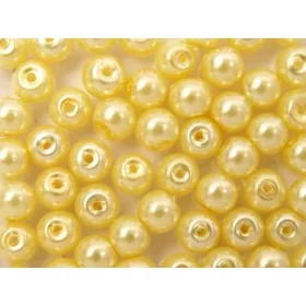 Teklagyöngy, világos sárga, 6mm-es, 30db/csomag