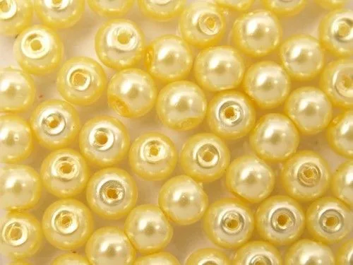 Teklagyöngy, világos sárga, 6mm-es, 30db/csomag