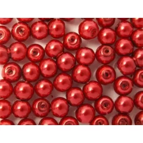 Teklagyöngy, piros, 6mm-es, 30db/csomag