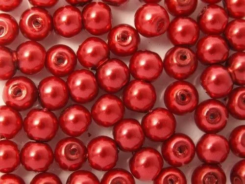 Teklagyöngy, piros, 6mm-es, 30db/csomag