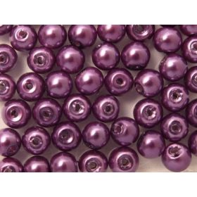Teklagyöngy, lila, 6mm-es, 30db/csomag