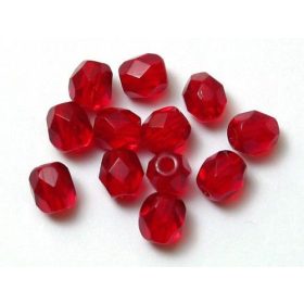 Csiszolt üveggyöngy 6mm piros 20db/cs