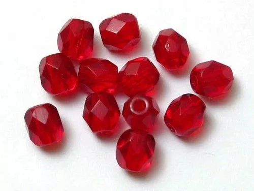 Csiszolt üveggyöngy 6mm piros 20db/cs