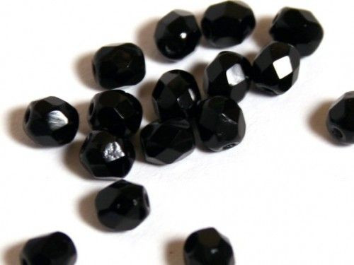 Csiszolt üveggyöngy 6m fekete 20db/cs