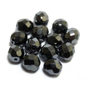 Fazettázott gyöngy metál 6mm hematit 20db/cs