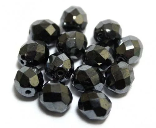 Fazettázott gyöngy metál 6mm hematit 20db/cs